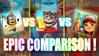 Minion Rush VS Talking Tom Gold Run VS Subway Surfers