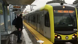 Filming the LA Metro E Line on a rainy day.