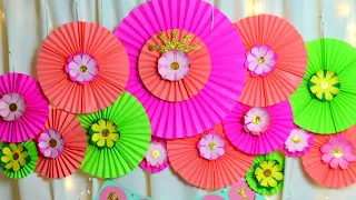 VERY EASY BIRTHDAY DECORATION IDEAS AT HOME || PAPER FAN DECORATIONS