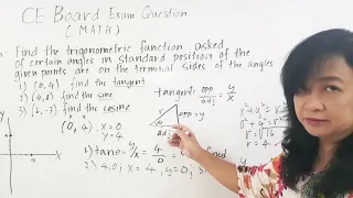 Find the trigonometric functions sine, cos, tan  || Past Math CE board exam question