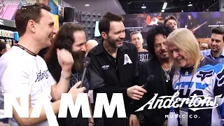 Paul Gilbert, Steve Lukather, John Petrucci & Steve Morse Crash the Ernie Ball Stand!