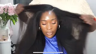 UP TO DATE & DETAILED~ HOW TO DO SIDE PART KINKY STRAIGHT SEW IN BUNDLES 🧵🪡#sewin