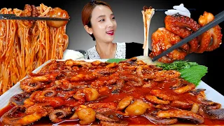 [Mukbang]🔥매운쭈꾸미볶음🐙치즈퐁듀,소면말아 먹고, 밥 비벼 뚝딱! 먹방😋 SPICY STIR-FRIED SMALL OCTOPUS 🔥CHEESE FONDUE ASMR | 쎄미