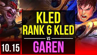 KLED vs GAREN (TOP) | Rank 6 Kled, 4 early solo kills, KDA 13/1/7 | TR Grandmaster | v10.15