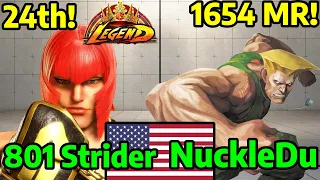 🔥STREET FIGHTER 6 ➥ 801 Strider (MARISA マリーザ) VS. NuckleDu (GUILE ガイル) MASTER/LEGEND RANKS🔥