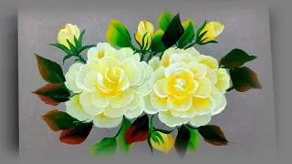 yellow rose flower painting for acrylic colour @JKDRAWING-rr9tc