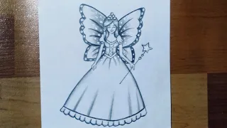 How to draw fairy with wings 🧚‍♀️| Princess drawing with wings| Step by step