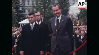 Nixon welcomes Romanian president, Ceausescu, to White House