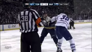 John Scott vs Frazer McLaren fight Mar 21 2013 Toronto Maple Leafs vs Buffalo Sabres NHL Hockey