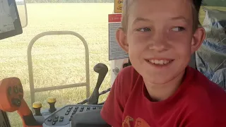 Комбайнер в 11 лет на новом Акросе молотит ячмень