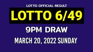 6/49 LOTTO RESULT TODAY 9PM DRAW March 20, 2022 Sunday PCSO SUPER LOTTO 6/49 Draw Tonight