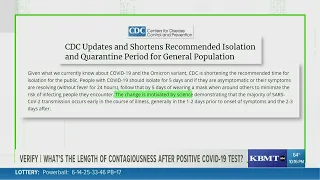 VERIFY: Can a person still be contagious more than 5 days after their 1st positive COVID-19 test?