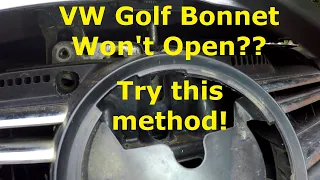 VW Golf/Jetta/Rabbit Mk5 Bonnet/Hood Stuck Closed?  Alternative method to open!