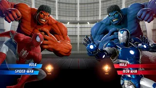 Red Hulk & Red Spider Man VS Blue Hulk & Blue Iron Man - Marvel vs Capcom Infinite