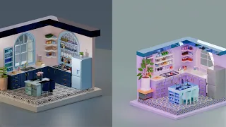 Small and Attractive Kitchen 3D Modeling in Blender part 1|CgLowPoly