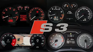 Audi S3 - ACCELERATION Battle - (8l vs 8p vs 8v vs 8y