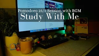 1.5 hour study with me late night session / Pomodoro 25-5 / with music