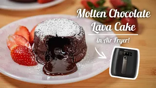 MOLTEN CHOCOLATE LAVA CAKE | Air Fryer Dessert Recipe | Easy and Fool Proof! | Good for 2 ramekins!