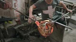 How Murano Glass Vases Are Blown And Decorated Inside Murano Glass Factory