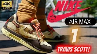 NIKE AIR MAX 1 TRAVIS SCOTT BAROQUE BROWN DETAILED REVIEW & ON FEET W/ LACE SWAPS!!