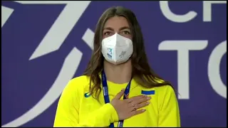 Anthem of Ukraine (2021 European Athletics Indoor Championships, long jump, Maryna Bekh-Romanchuk)