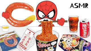 Convenience Store Food 킬바사 소시지 불닭볶음면  편의점 먹방 Spiderman Mukbang ㅣanimation mukbang