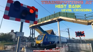 (HD) Trains at hest bank level crossing then over to Carnforth heritage centre 15/08/2020