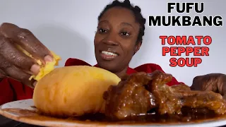 Asmr Fufu & Tomato pepper soup, chicken, fish bone | African Food Mukbang