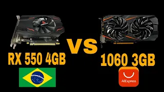 Comparativos de placa de 900 reais do Brasil e da China - RX 550 4GB vs GTX 1060 3GB