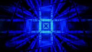 4K VJ Loop - Flying in a tunnel with flashing blue fluorescent lights