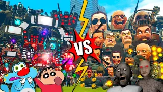 Oggy & Shinchan All Upgraded Titans Vs Granny All Skibidi toilet Bosses Fight In Garry Mods