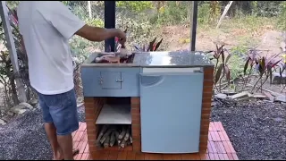 how to make a wood stove (2 in 1) from a broken refrigerator