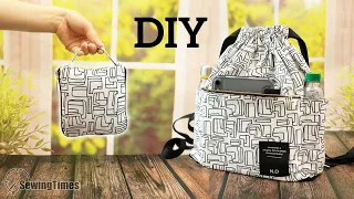 DIY Packable Backpack 👍 Compact, Convenient, and Customizable! Special way to make a backpack.