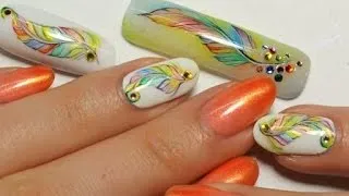Summer Nail art Feather