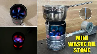 Mini oil stove makes 5 minutes effective 365 days |DIY waste oil stove  |SMOKELESS BLUE FIRE