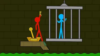 Red and Blue , Stickman Animation - ( Part 41 Forest Temple Parkour )