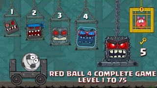 RED BALL 4 - COMPLETE GAME "LEVEL 1-75 "ALL 5 BOSSES KILLED WALKTHROUGH (New Update)