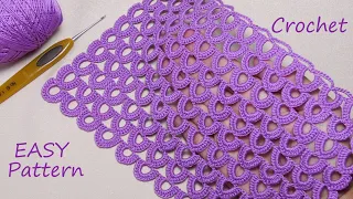 Всего 1 ряд! Ажурный УЗОР крючком ПРОСТОЕ ВЯЗАНИЕ для начинающих  EASY Pattern Crochet for beginners