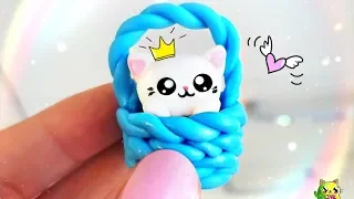 ЛЕПИМ КОТЁНКА С КОРЗИНКОЙ KAWAII KITTY DIY polymer clay tutorial