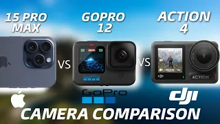 iPhone 15 Pro Max vs GoPro Hero 12 vs Dji Action 4 Camera Test