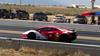 Gold Rush Rally 2018 - Lamborghini Aventador (with Ferrari wrap) vs Audi R8