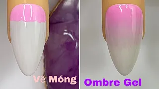 Pink & White Ombre Gel Nails Art For Beginner 💖Vẽ Ombre Gel 💅New Nails Design 💝 New Nails