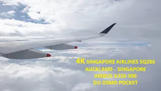 4K SINGAPORE AIRLINES A350 SQ286 AUCKLAND TO SINGAPORE - Rainy Takeoff, Breaking Thru Amazing Clouds