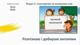 Українська мова 3 клас. Розпізнаю і добираю антоніми.