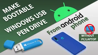 How to Download and Install WINDOWS 10 from USB Flash drive using Android Phone - without PC