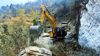 Hilly road construction | JCB working video | Heavy Excavator working hard for road construction