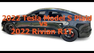 2022 Tesla Model S Plaid vs 2022 Rivian R1T - 1/4 Mile Drag Race