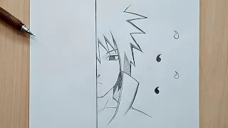 How to draw Sasuke | Sasuke half face step by step | easy tutorial