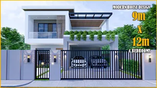 House Design | Modern House 2 Storey  | 9m x 12m with 4 Bedrooms