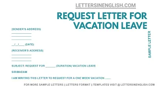 Letter Request For Vacation Leave – Sample Request Letter for Leave